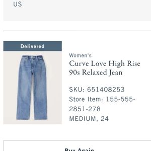 NWOT Abercrombie 90s Relaxed Jeans